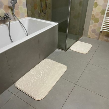 Fürdőszobaszőnyeg szett 2 db-os - 80x50 cm - Bézs csepp mintás