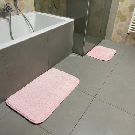 Fürdőszobaszőnyeg szett 2 db-os - 80x50 cm - Rózsaszín kő mintás
