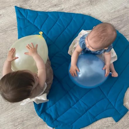 Falevél gyerek játszószőnyeg és takaró - kék